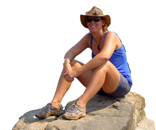 Hollie M'gog sitting on rock