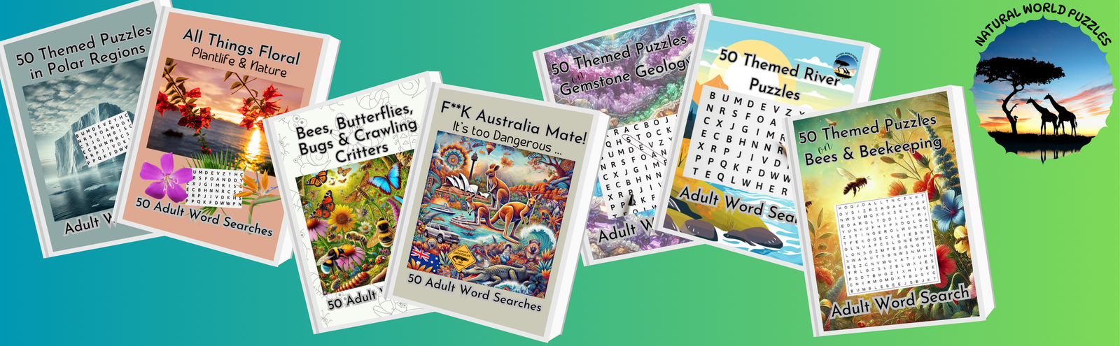 Natural world puzzles word searches banner by Hollie M'gog