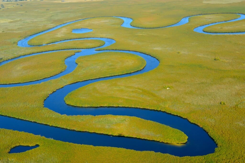 meandering Okavango river Botswana